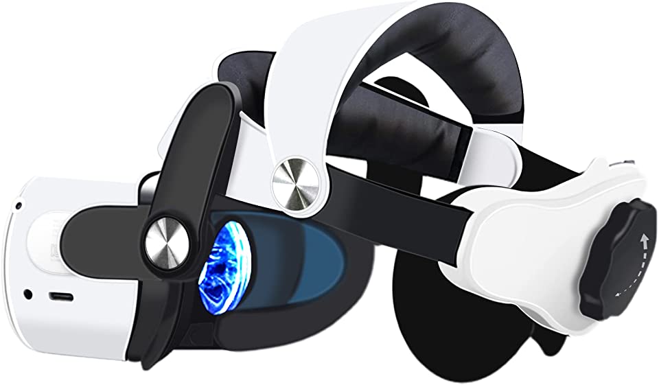 A VR headset strap with lots of questions.