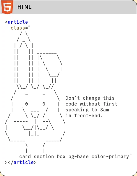 An ASCII art bunny hiding in the source code.